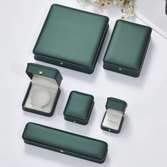 Dark-Green-Leather-Wedding-Ring-Pendant-Bracelet-Collect-Box-Organizer-Storage-Case-Gift-Jewelry-Tray-Packaging